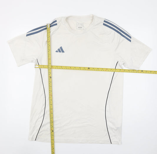 Adidas Men's White Slim Fit Sports T-Shirt Size L Polyester