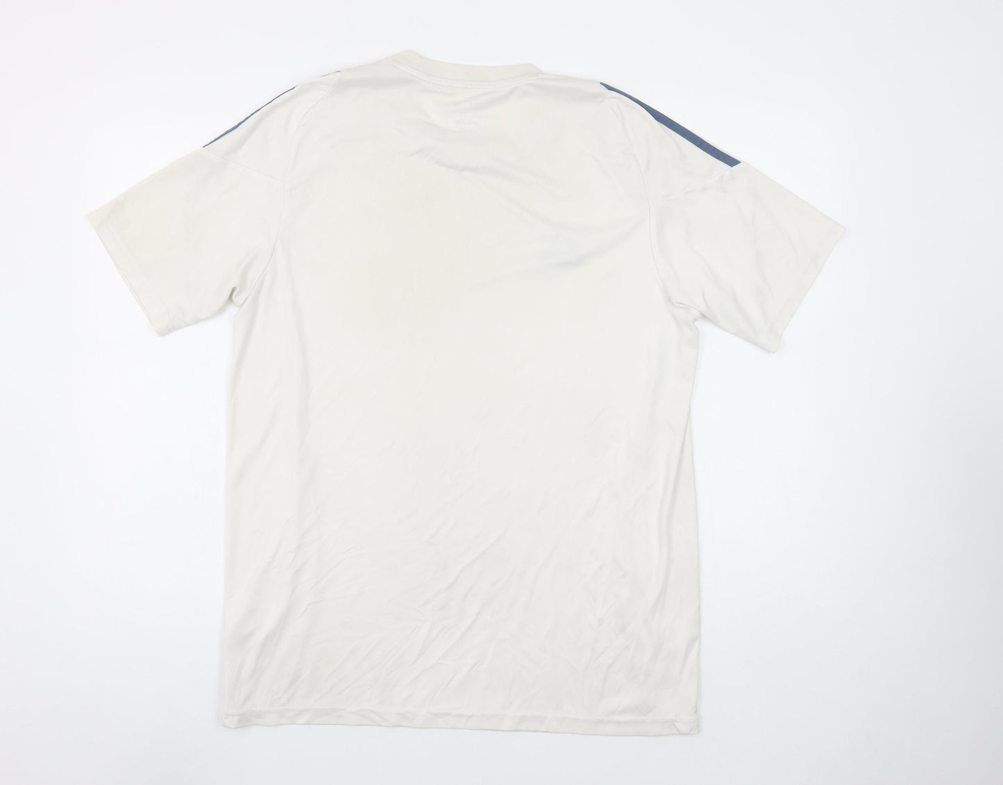 Adidas Men's White Slim Fit Sports T-Shirt Size L Polyester