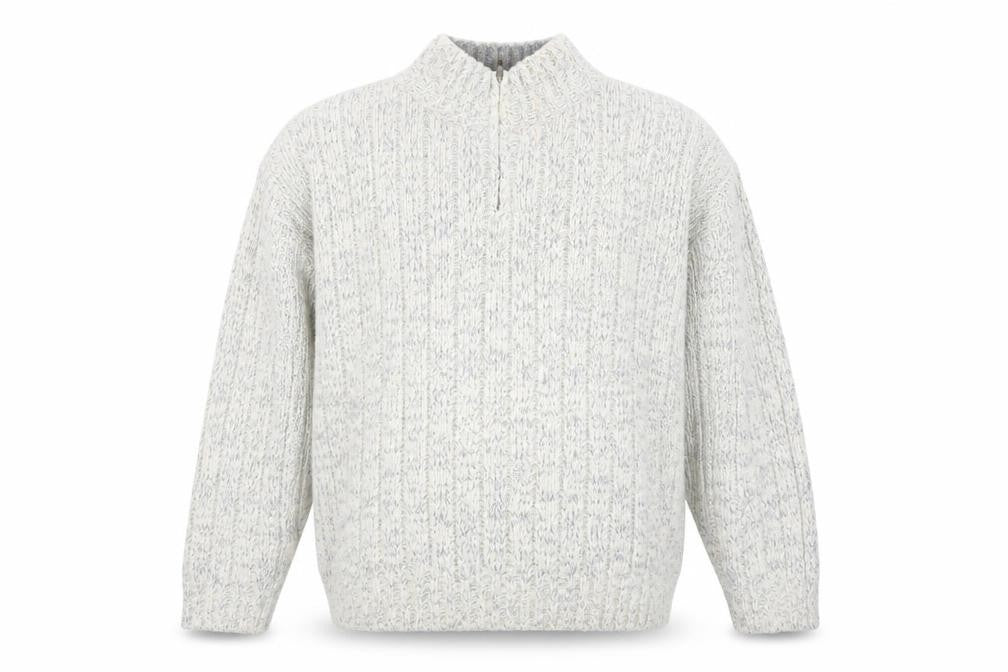 Marks and Spencer Men’s Beige 2XL Half Zip Wool Blend Jumper