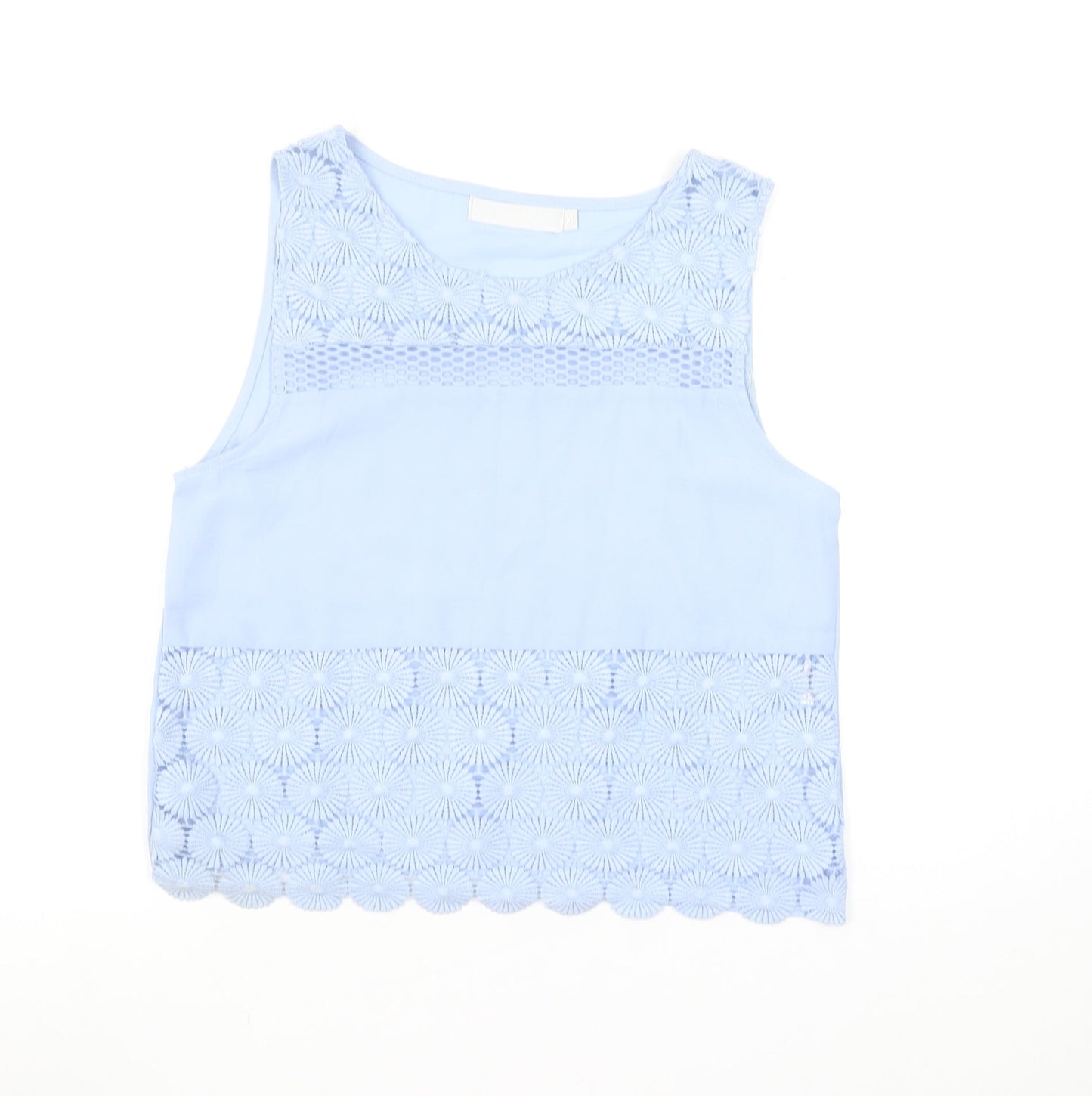 Women's Light Blue Lace Sleeveless Polyester Tank Top Size M