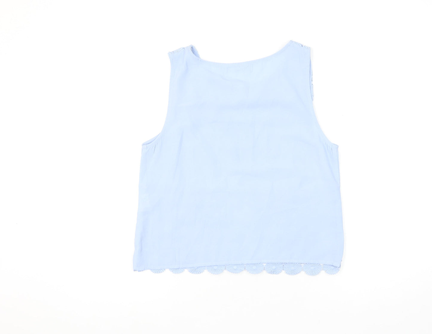 Women's Light Blue Lace Sleeveless Polyester Tank Top Size M