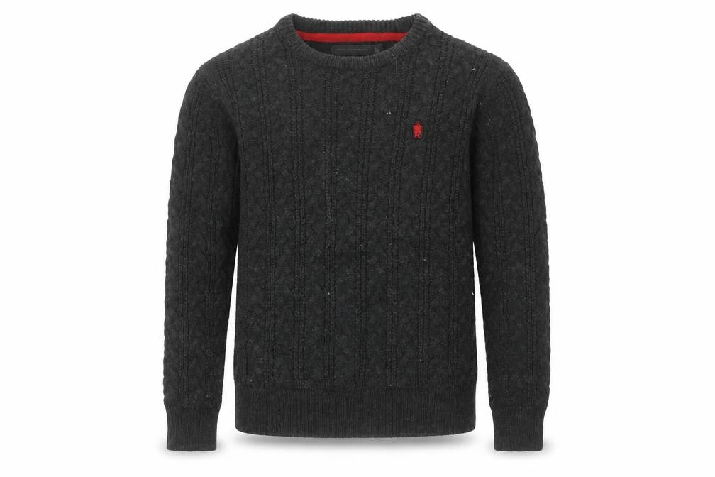 French Connection Boys Black Cable-Knit Jumper 11-12 Years Wool Blend