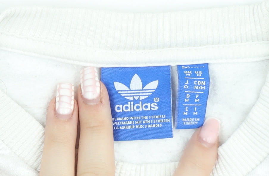 Adidas Men's White Logo Pullover Sweatshirt Size M