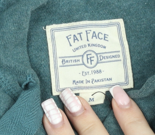 Fat Face Women's Green Pullover Hoodie Medium Casual Cotton Blend