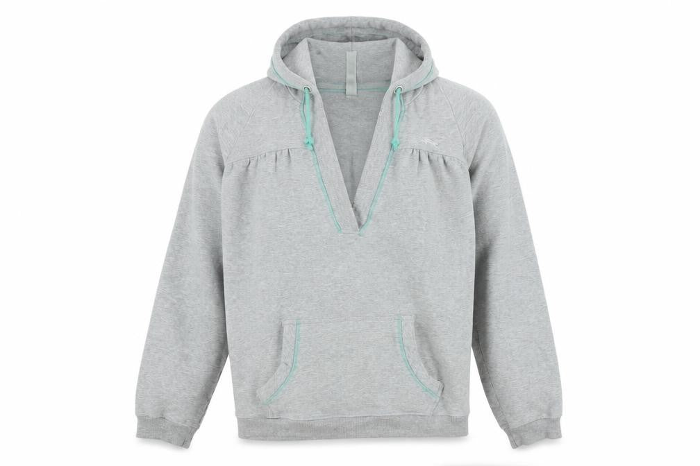 Front view of O'Neill Men's Grey XL Pullover Hoodie with V-Neck and Pockets