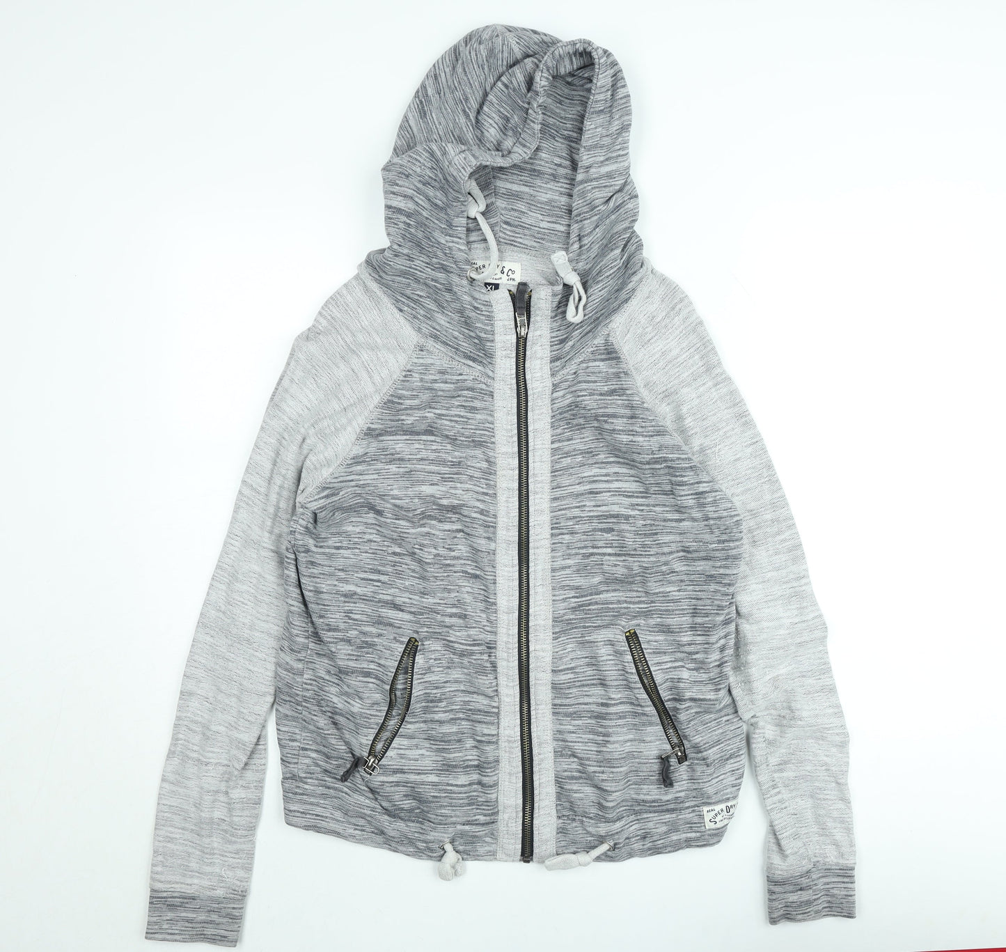 Superdry Men's Grey Full Zip Hoodie XL Regular Fit
