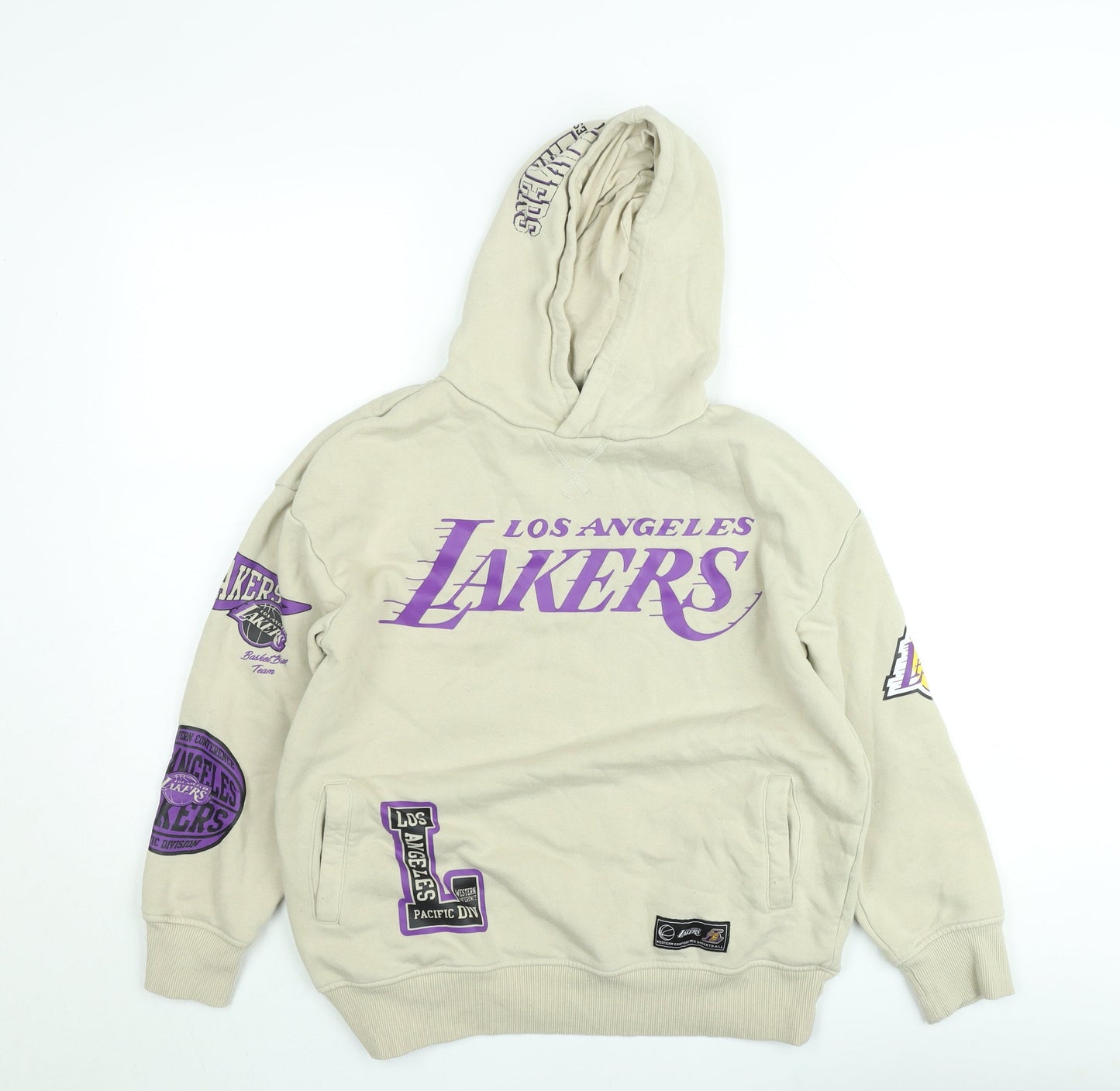 NBA Boys Beige Los Angeles Lakers Pullover Hoodie 11-12 Years Fleece Sweatshirt