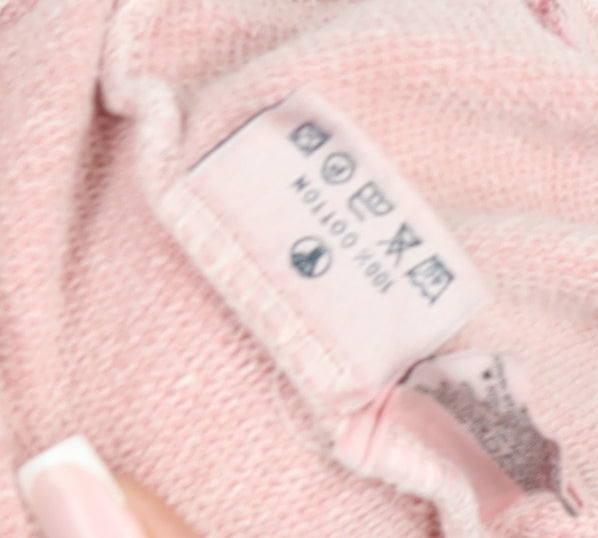 Fat Face Women Pink 1/4 Zip Hoodie Cotton Relaxed Fit Size M