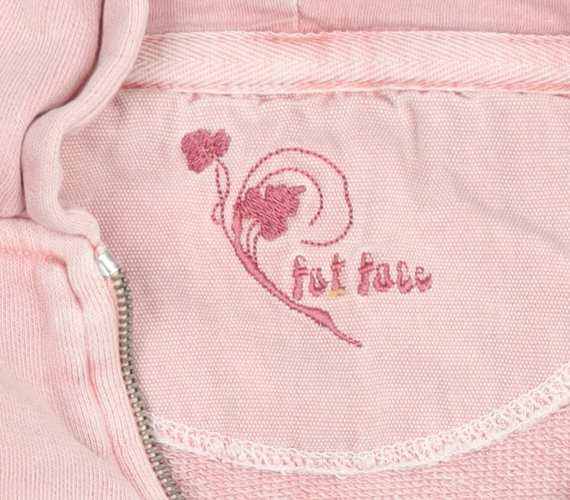 Fat Face Women Pink 1/4 Zip Hoodie Cotton Relaxed Fit Size M