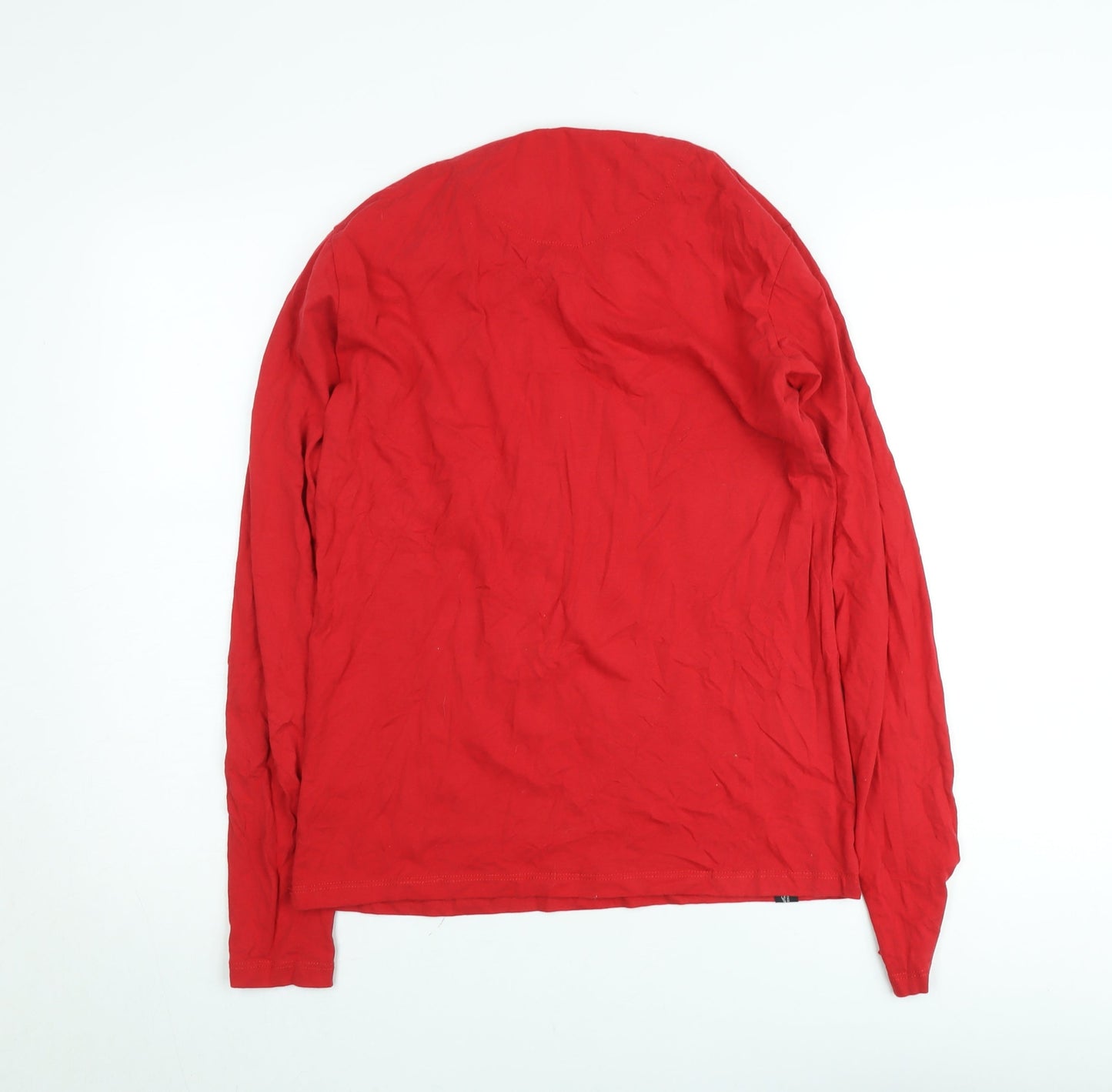 Diesel Men's Red Long Sleeve Crew Neck Cotton T-Shirt M