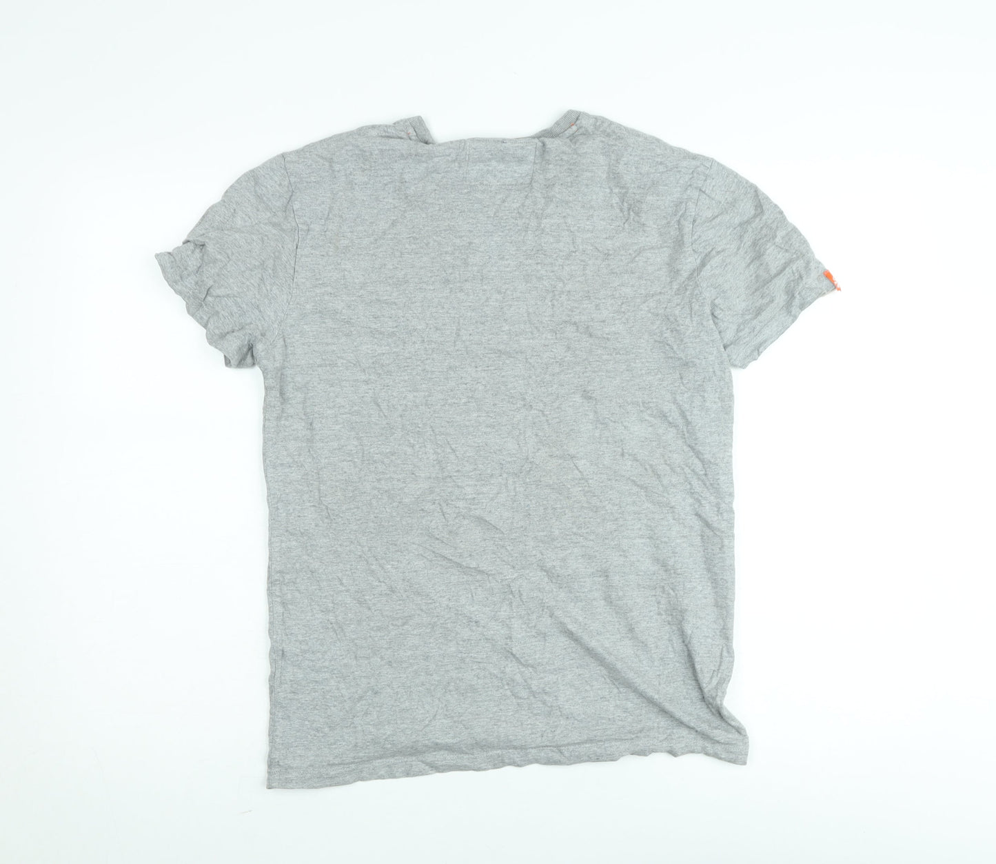 Superdry Men's Grey Large Orange Label Crew Neck Cotton T-Shirt