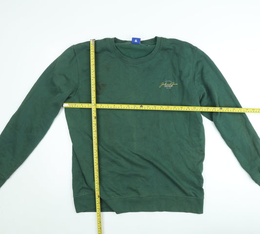 Jack & Jones Mens Green Pullover Sweatshirt L Regular Fit Crew Neck