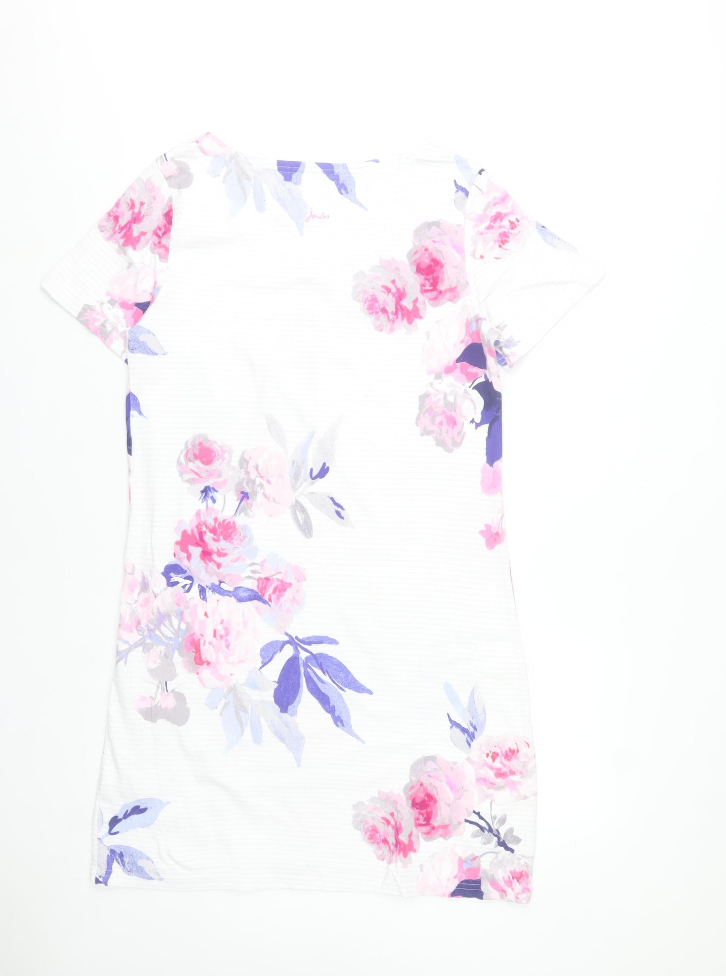 Joules Women's White Floral Cotton T-Shirt Dress Size 16