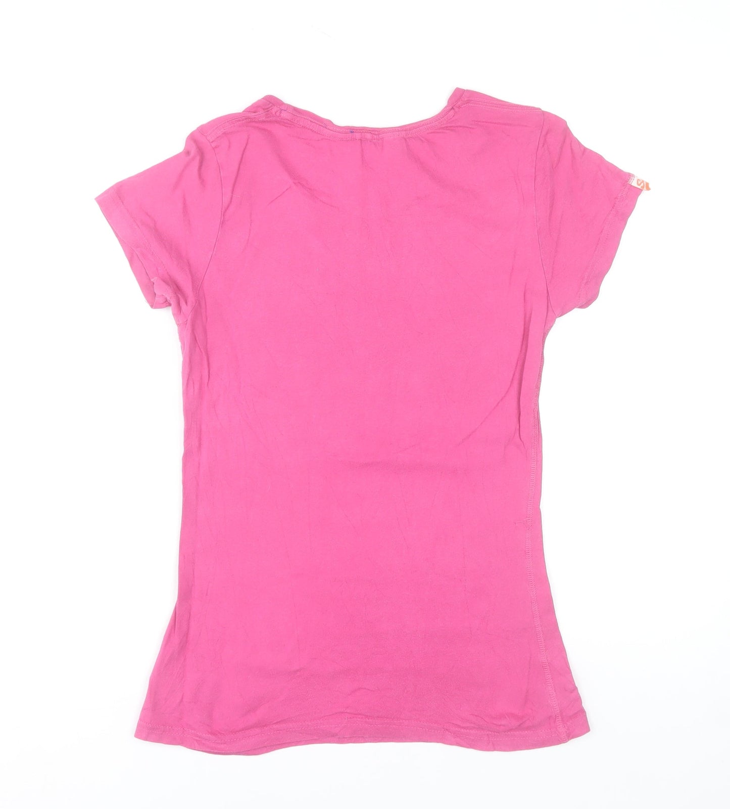 Superdry Womens Pink Crew Neck Slim Fit Cotton T-Shirt S
