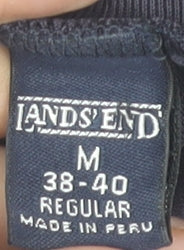 Lands' End Men's Blue Cotton Roll Neck Long Sleeve T-Shirt M Regular