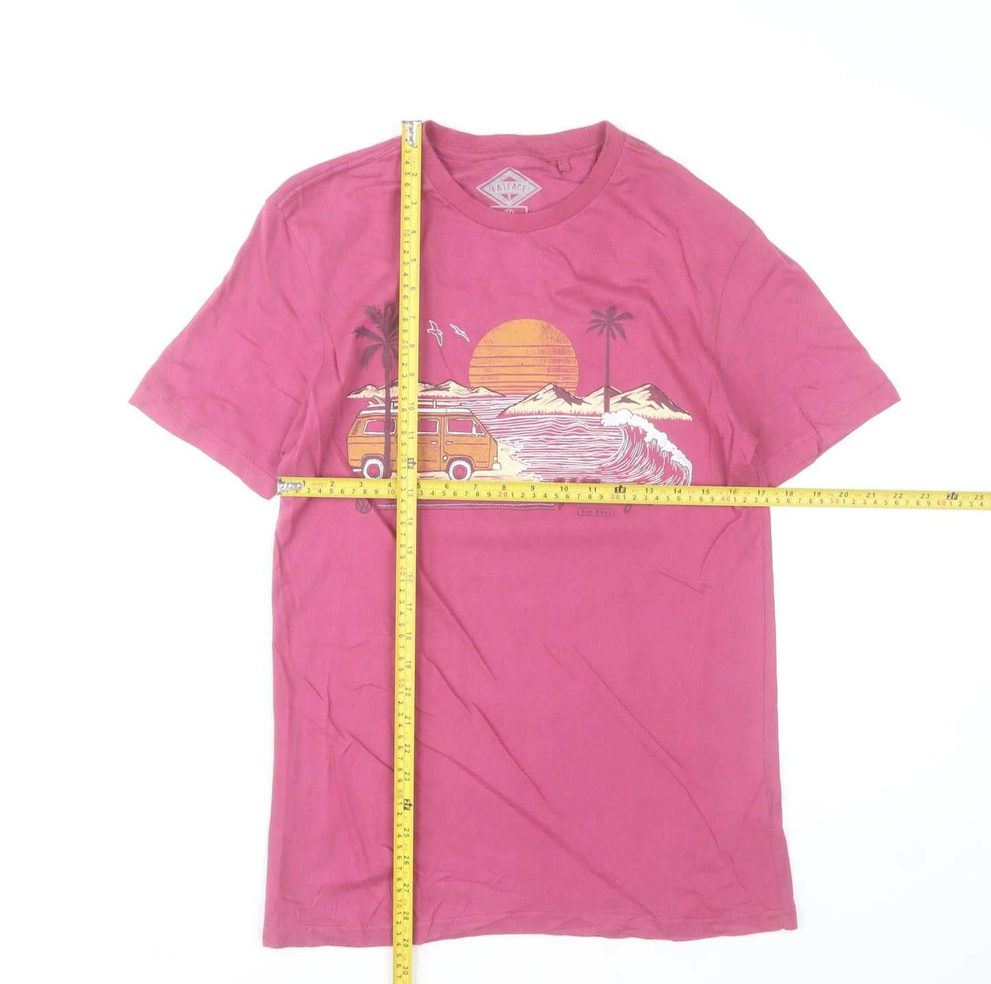 FatFace Men’s Pink Beach Graphic Crew Neck T-Shirt Size S
