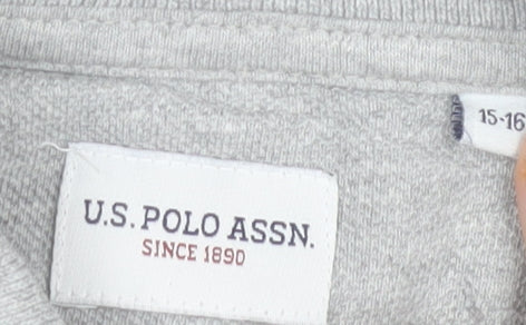 U.S. Polo Assn. Boys Grey Polo Shirt 15-16 Years Regular Fit Casual Top