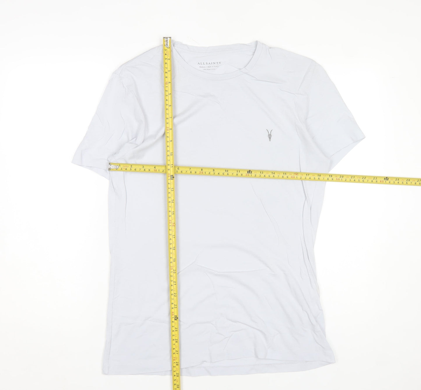 AllSaints Men's White Slim Fit Crew Neck Cotton T-Shirt M