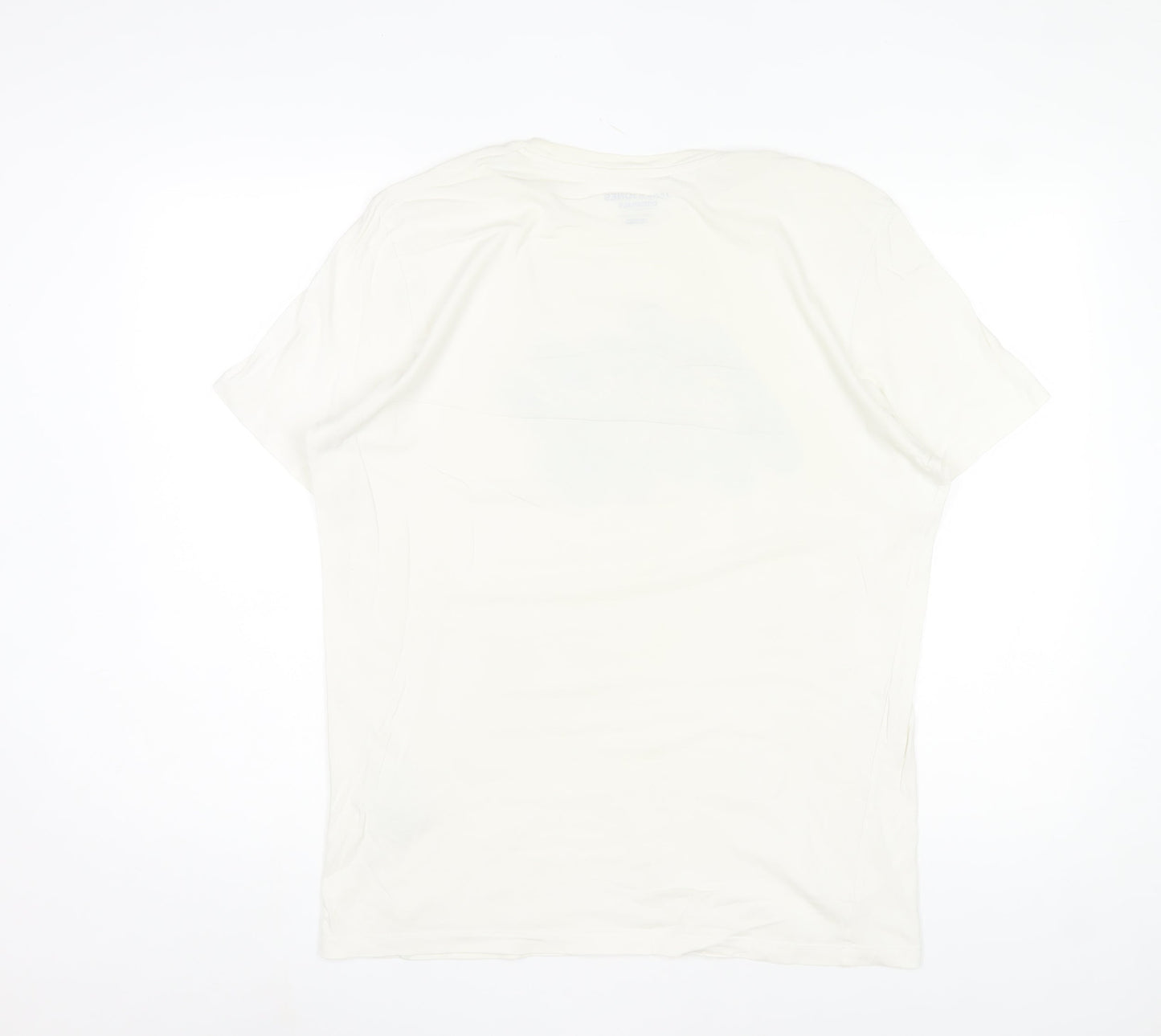 Jack & Jones Men's White Graphic Print T-Shirt Size L Regular Fit