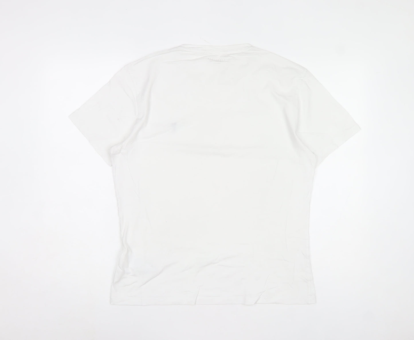 AllSaints Men's White Crew Neck Regular Fit Cotton T-Shirt Large