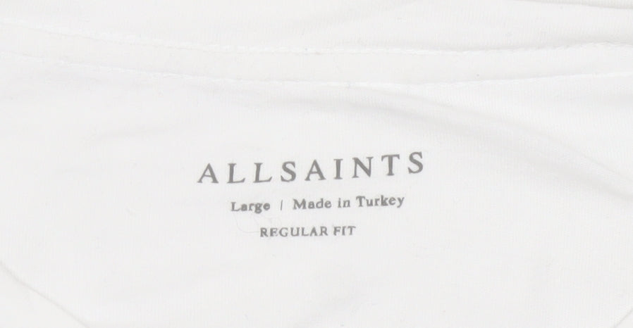 AllSaints Men's White Crew Neck Regular Fit Cotton T-Shirt Large