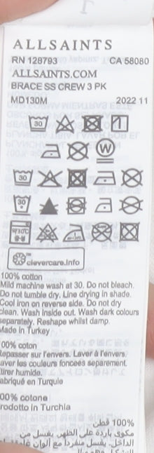 AllSaints Men's White Crew Neck Regular Fit Cotton T-Shirt Large