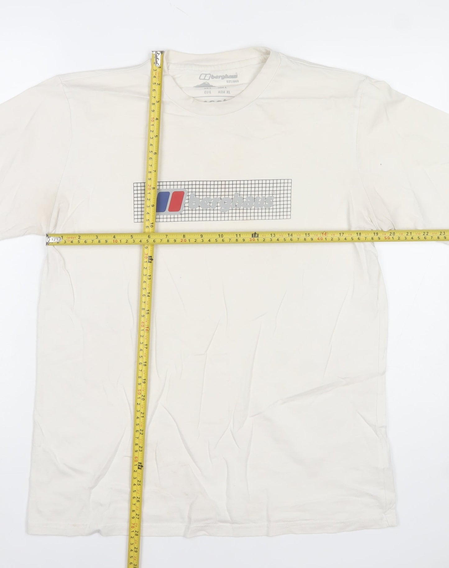 Berghaus Men's White Graphic Print Cotton Crew Neck T-Shirt Size L