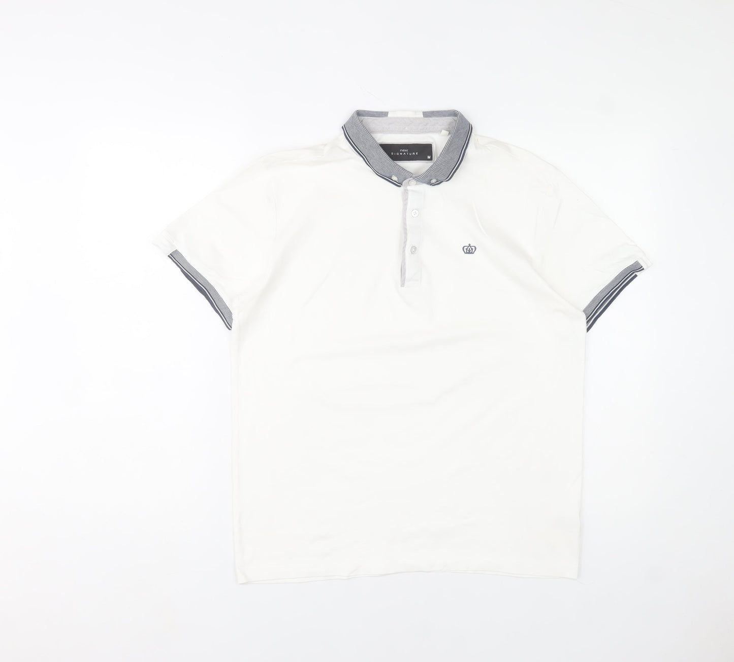 Next Signature Men's White Polo Shirt M Regular Fit Cotton