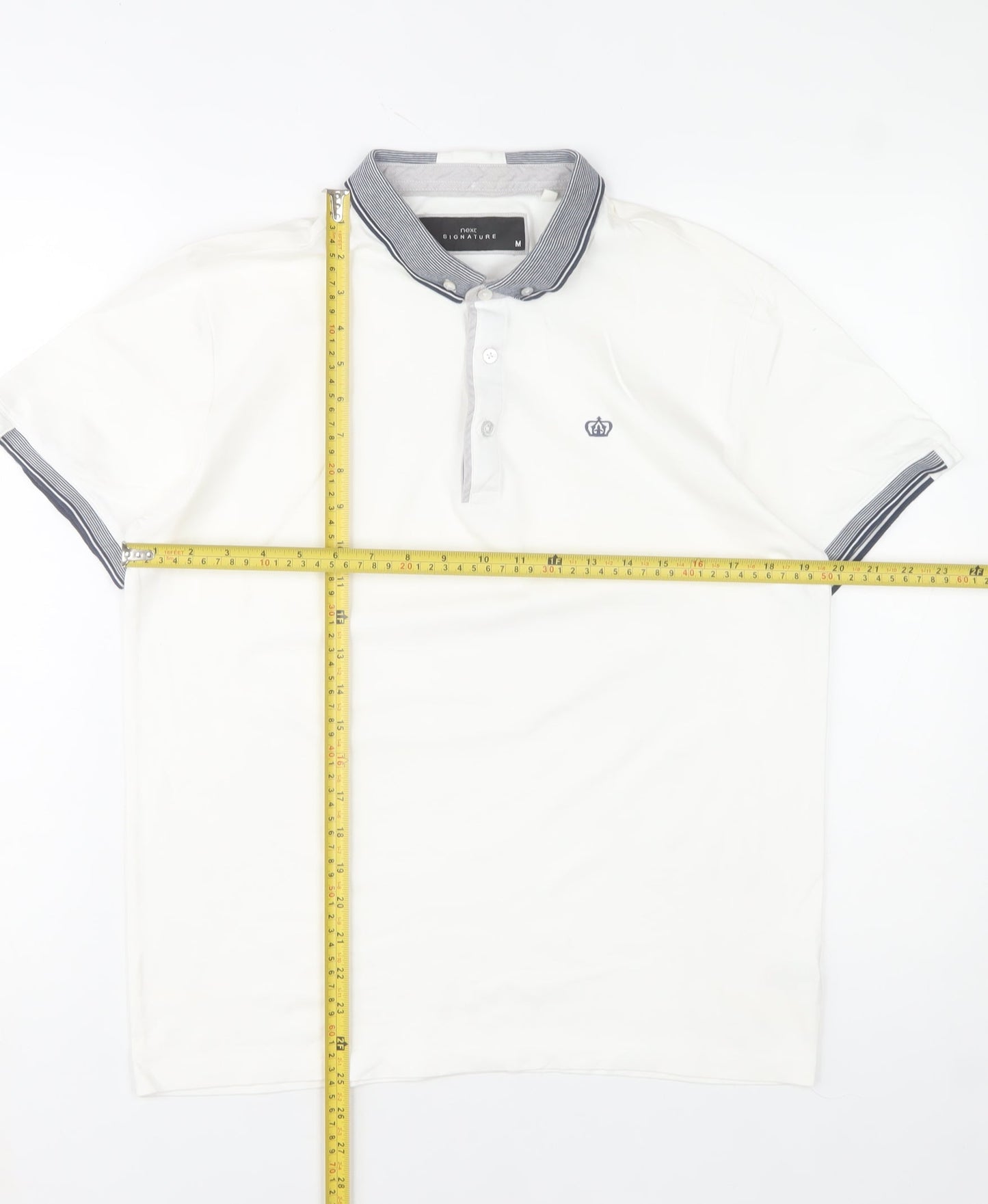 Next Signature Men's White Polo Shirt M Regular Fit Cotton
