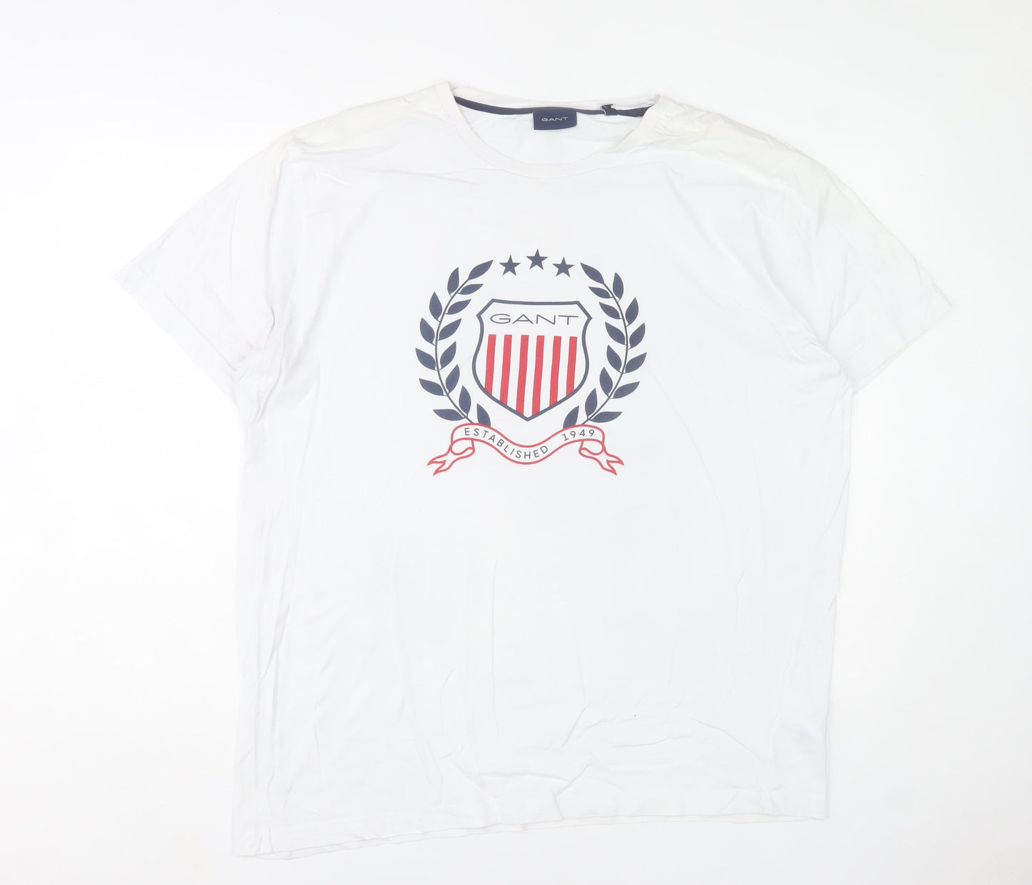 GANT Men's White 2XL Cotton Crest Logo Short Sleeve T-Shirt