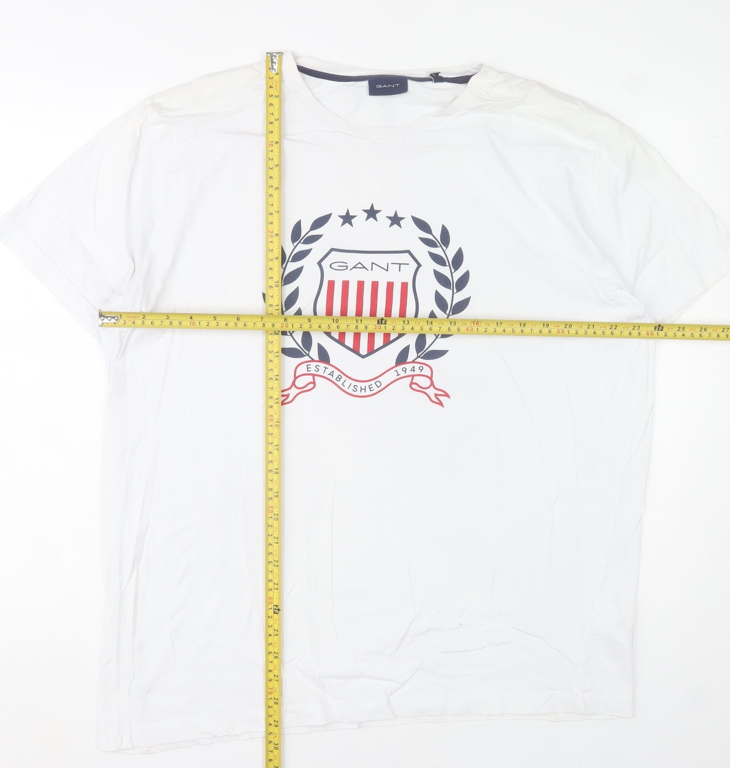 GANT Men's White 2XL Cotton Crest Logo Short Sleeve T-Shirt