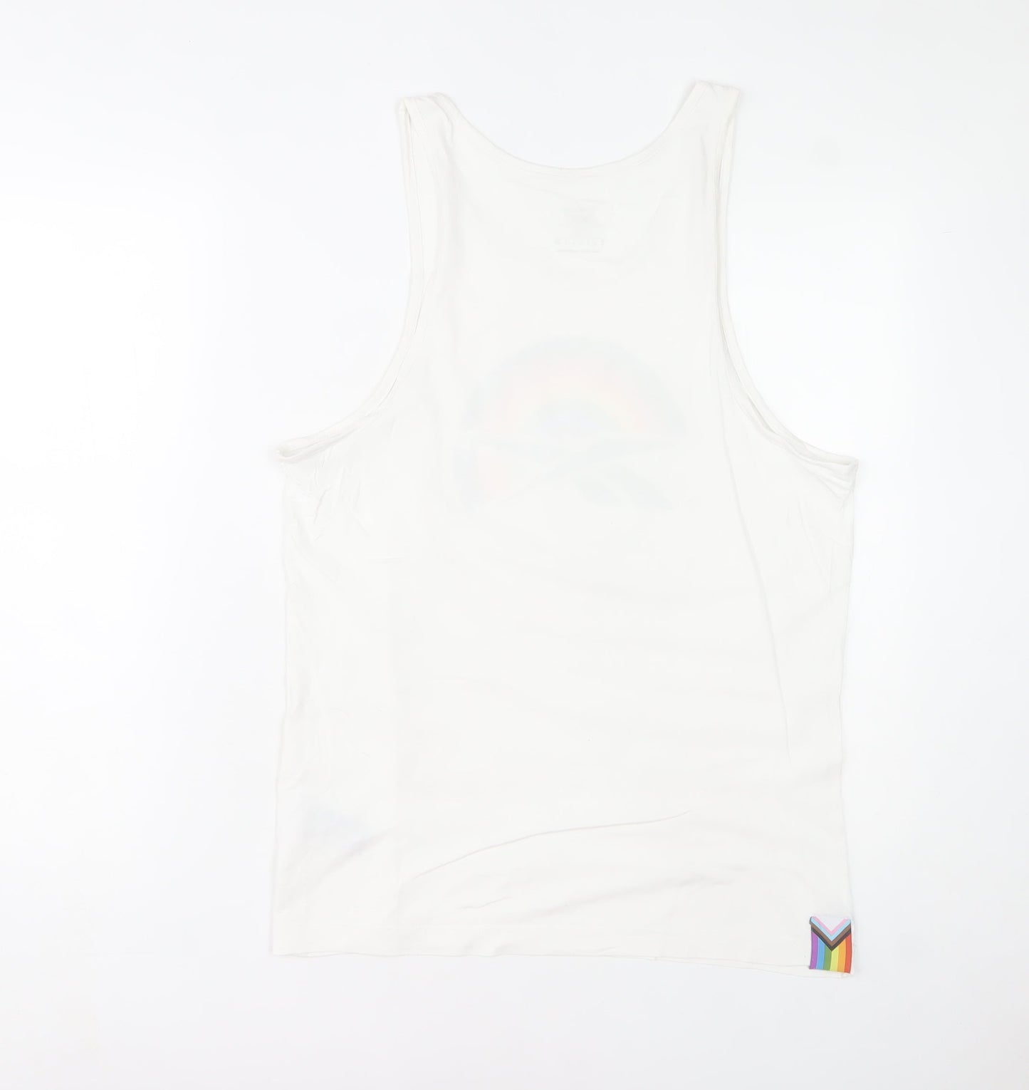 Reebok Men's White Rainbow Graphic Sleeveless T-Shirt M