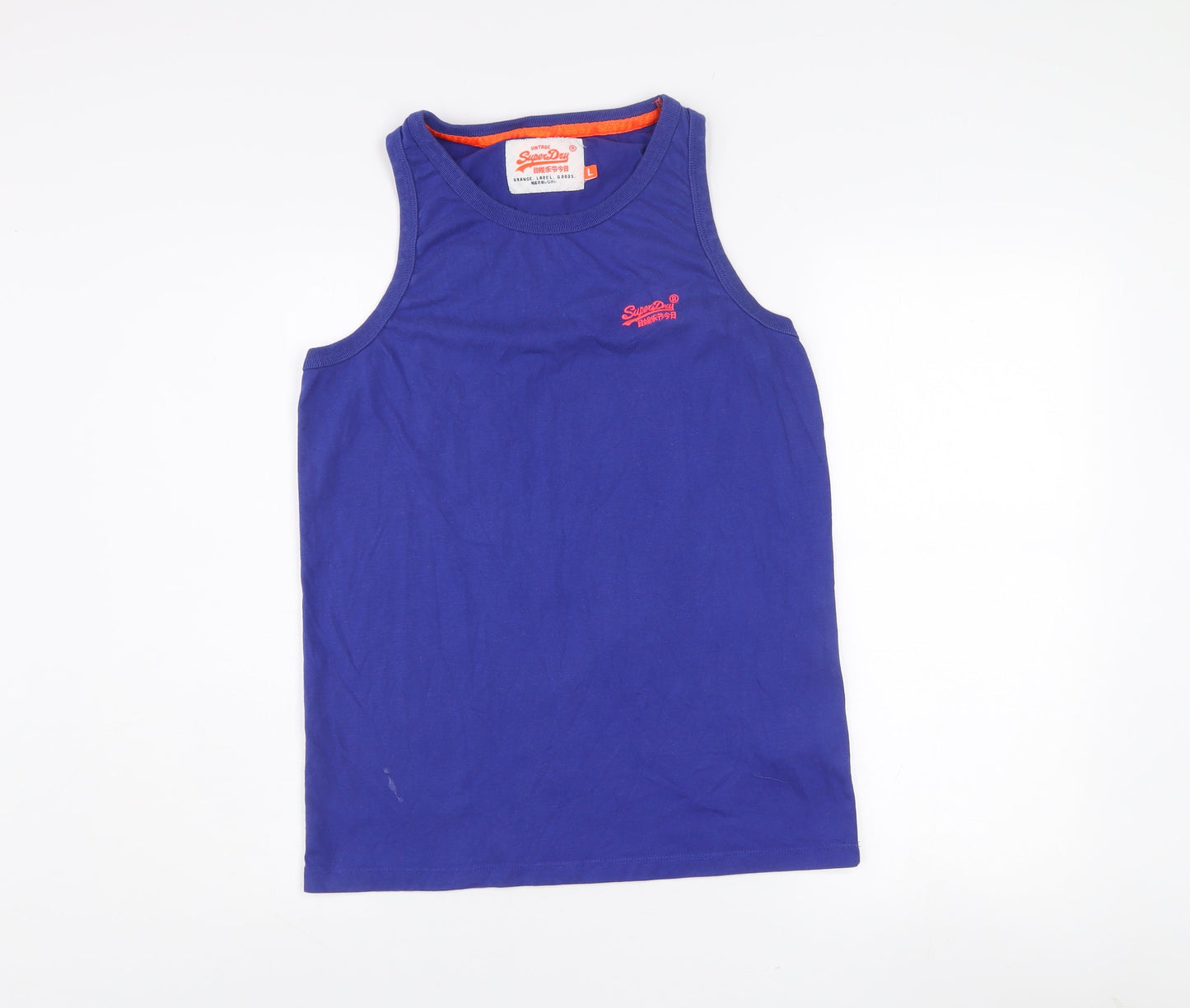Superdry Men's Blue Sleeveless Cotton T-Shirt L