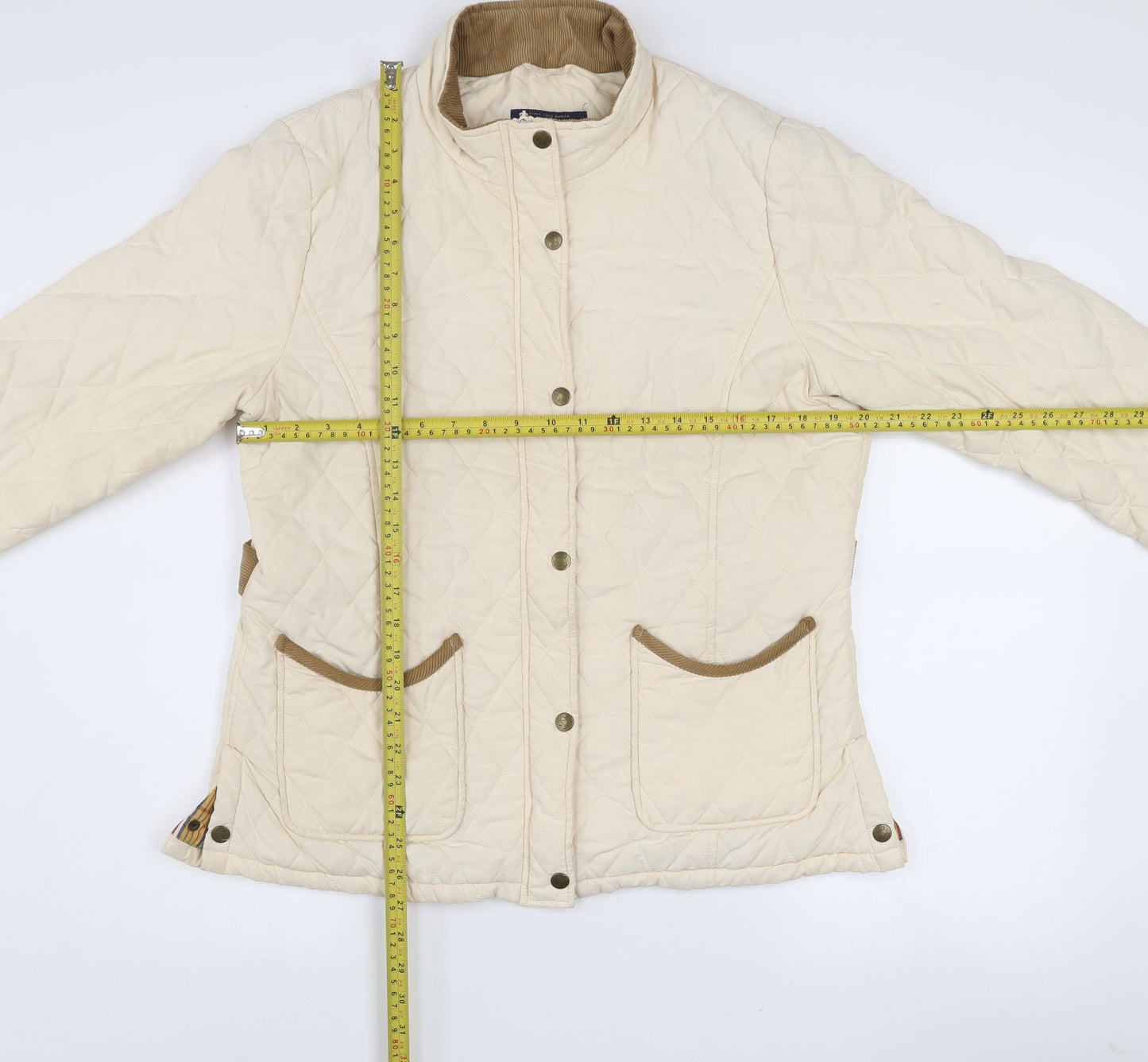 Jack Murphy Women Beige Quilted Mid-Length Jacket UK 16