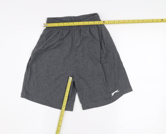 Slazenger Men's Grey Athletic Shorts S Elastic Waist Gym Training