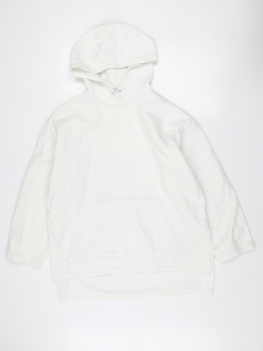 adidas Men’s White Pullover Hoodie L Fleece Logo Sweatshirt