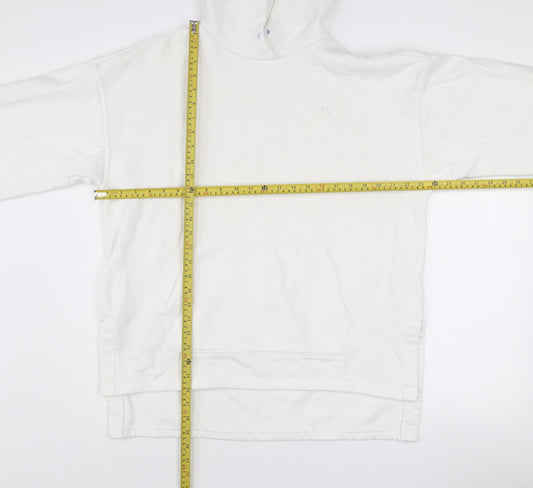 adidas Men’s White Pullover Hoodie L Fleece Logo Sweatshirt