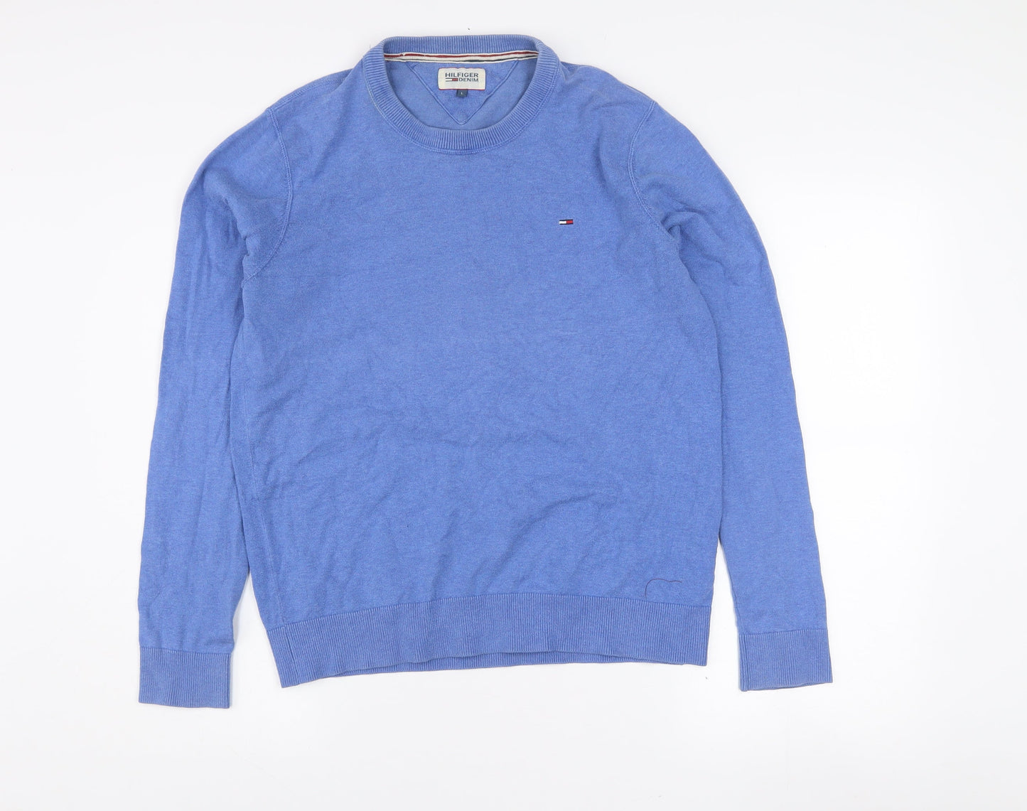 Tommy Hilfiger Denim Men's Blue Cotton Crew Neck Jumper Size L