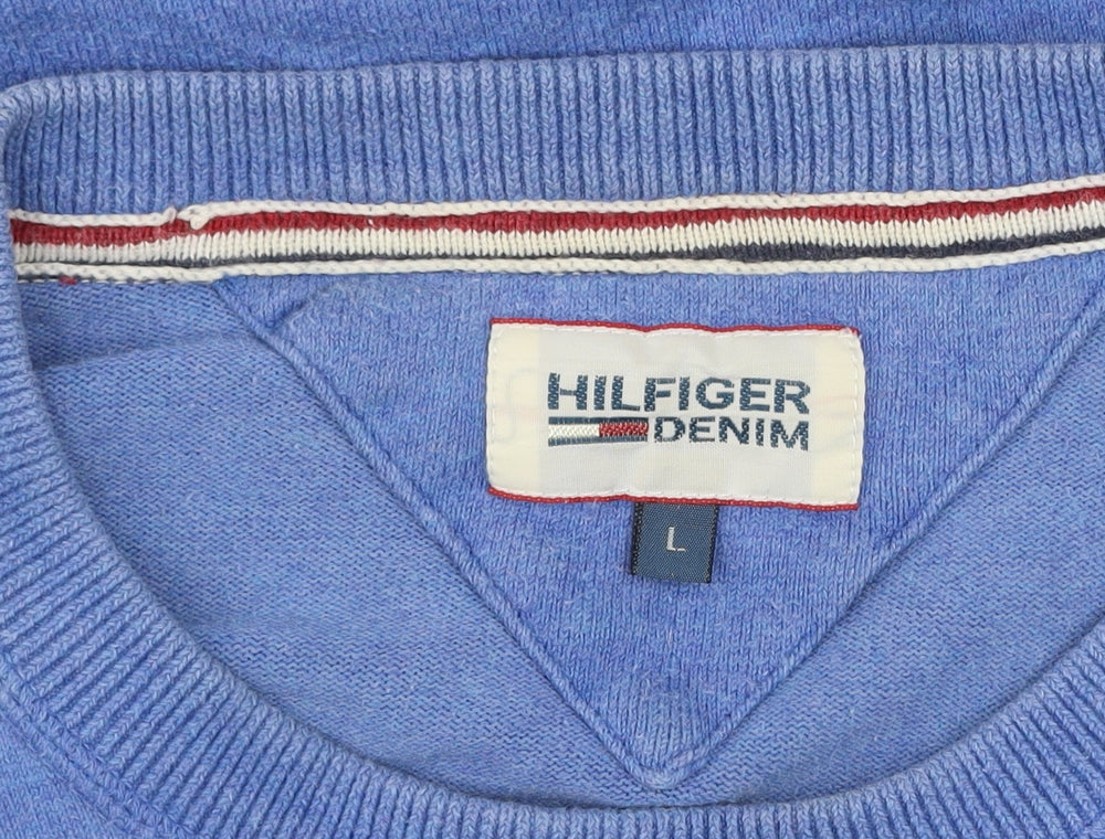 Tommy Hilfiger Denim Men's Blue Cotton Crew Neck Jumper Size L