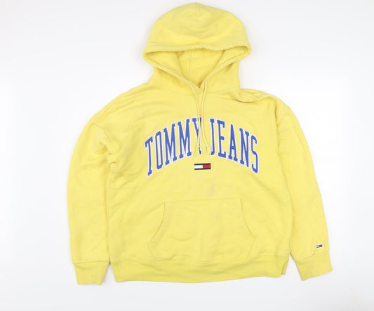 Tommy Jeans Women's Yellow Cotton Pullover Hoodie Size M
