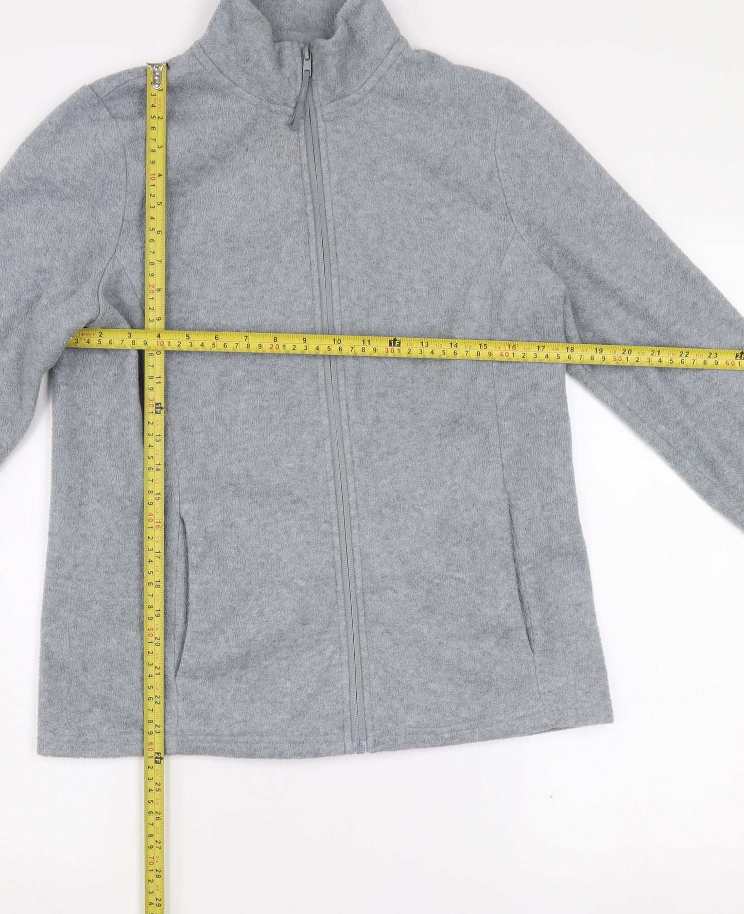 Dunnes Stores Women's Grey Marl Full Zip Fleece Jacket Size 12