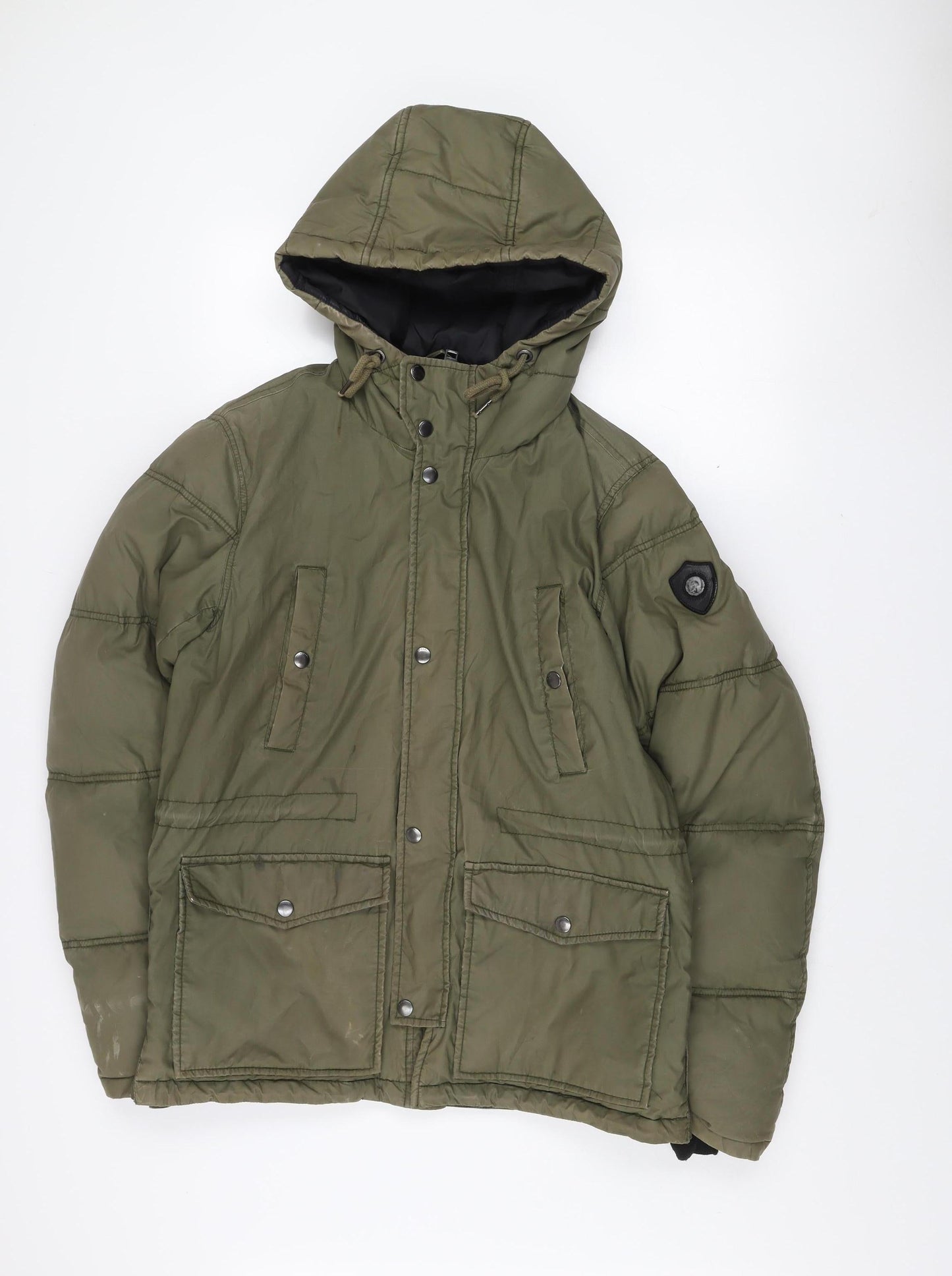 Diesel Men's Green Hooded Puffer Jacket Size M Regular Fit