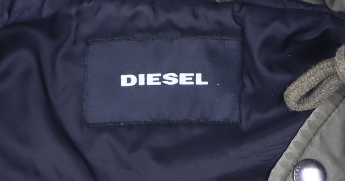 Diesel Men's Green Hooded Puffer Jacket Size M Regular Fit