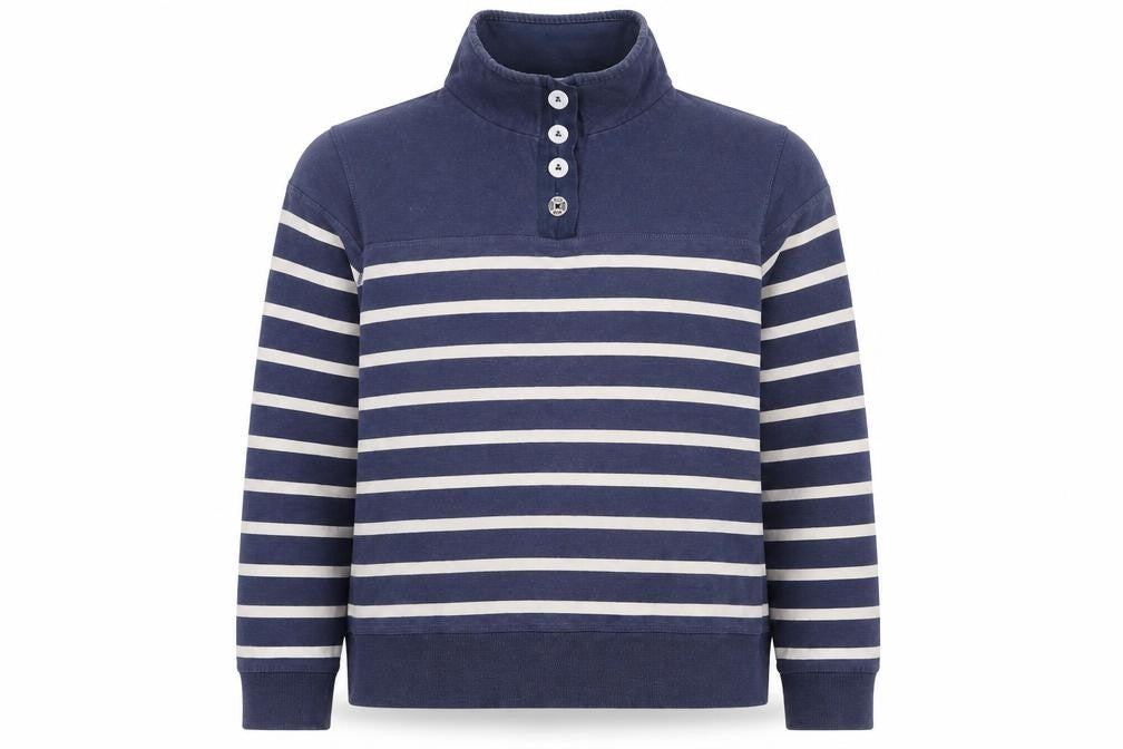 Womens UK 12 Regular Seasalt Blue Henley Sweatshirt