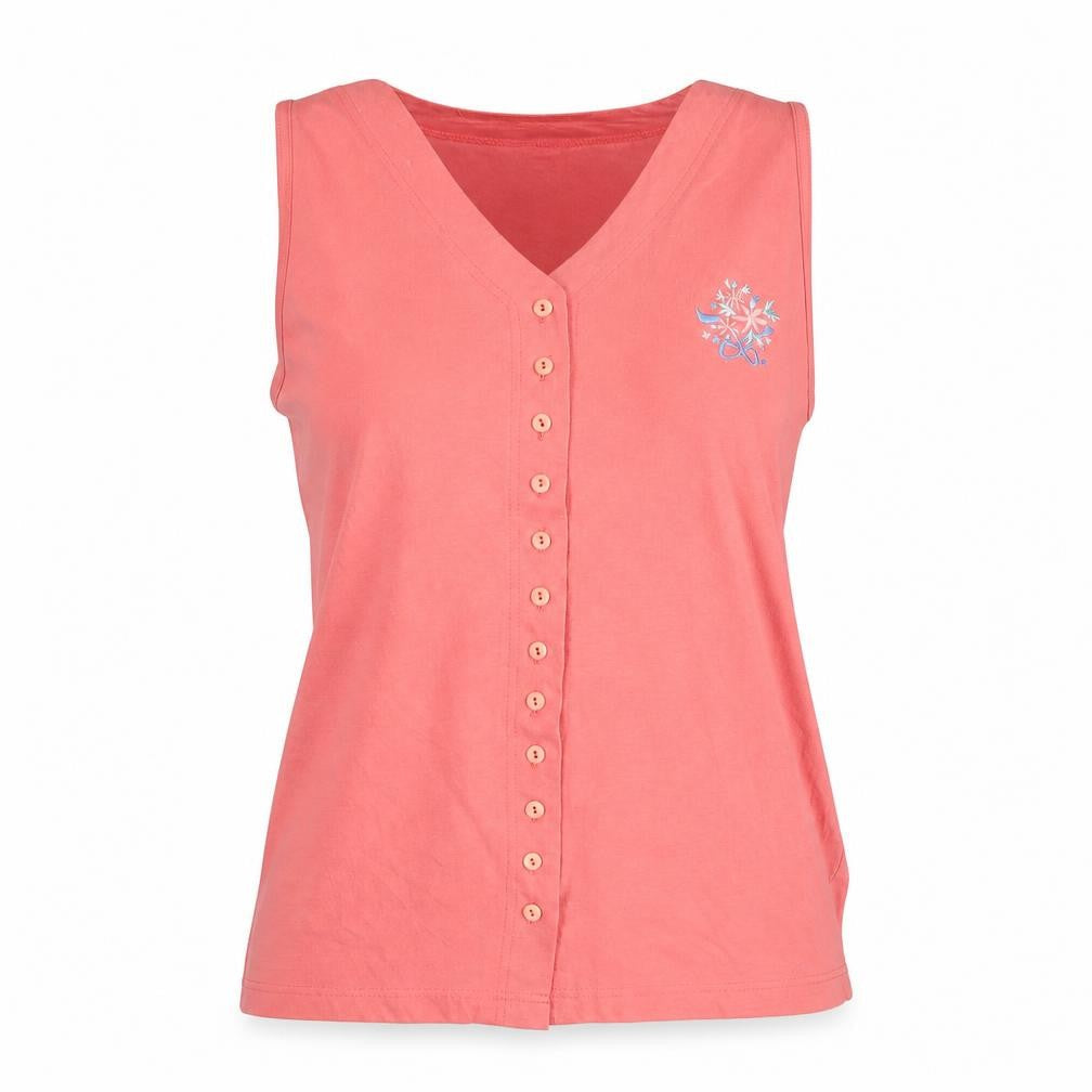 Paramour Women’s Pink Sleeveless Embroidered Button Blouse L