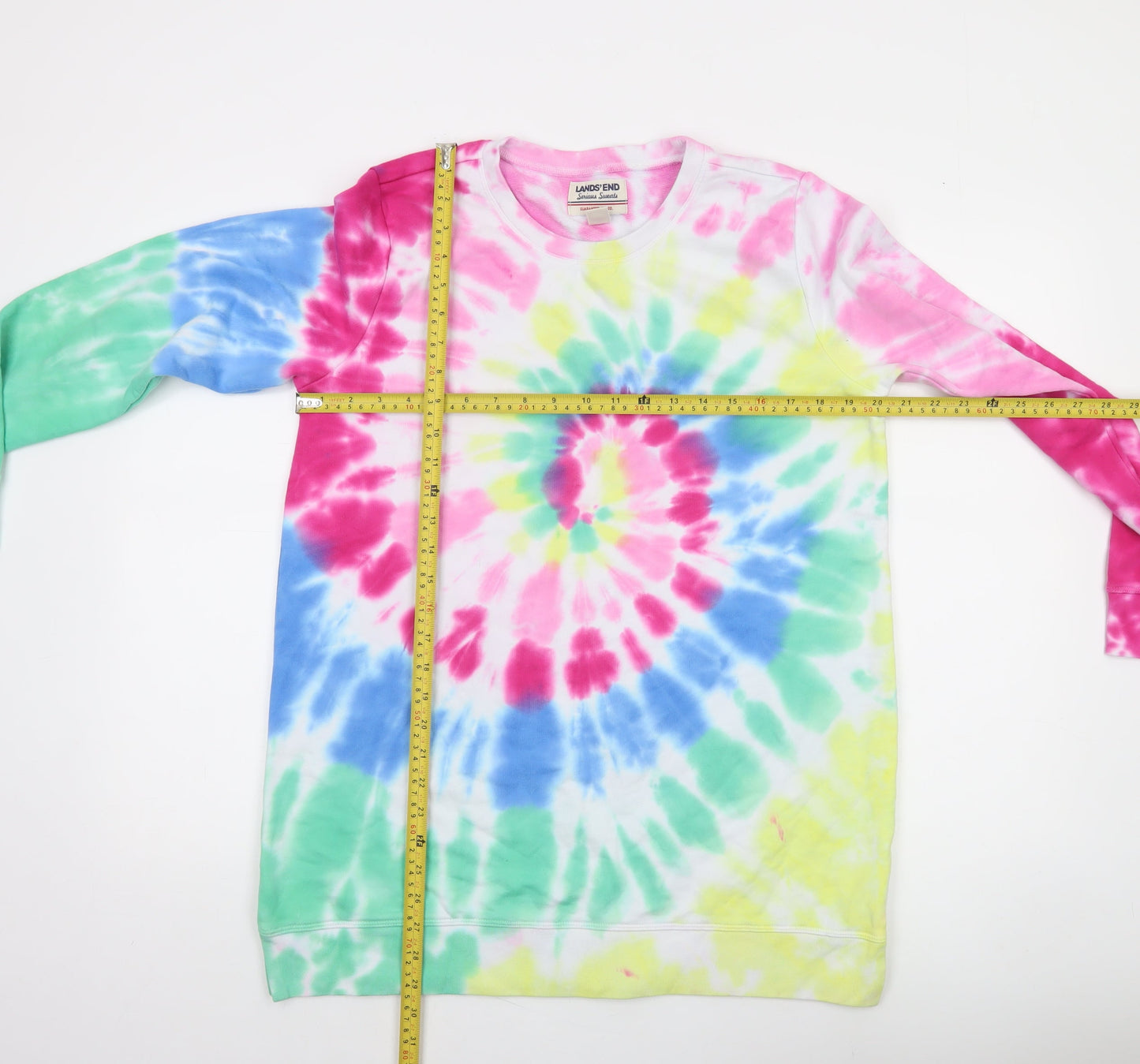 Lands' End Women's Multicoloured Tie-Dye Pullover Sweatshirt Size L