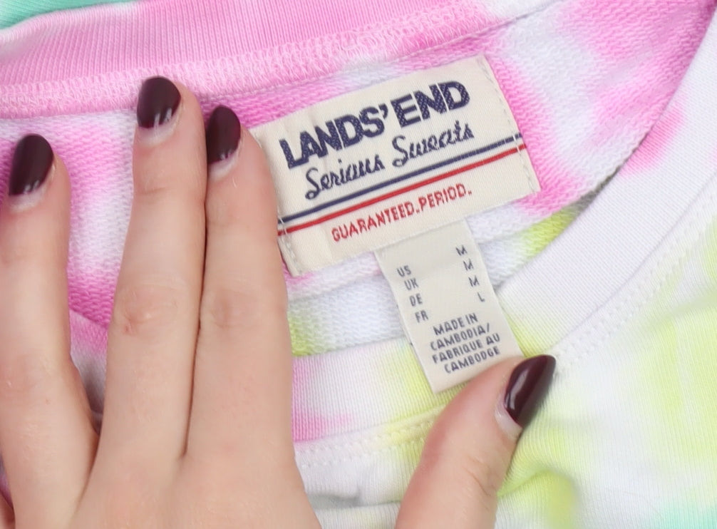 Lands' End Women's Multicoloured Tie-Dye Pullover Sweatshirt Size L