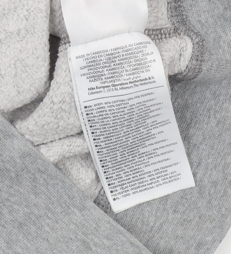 Nike Boys Grey Full Zip Hoodie M 10-12 Years Cotton Blend Hooded Sweatshirt