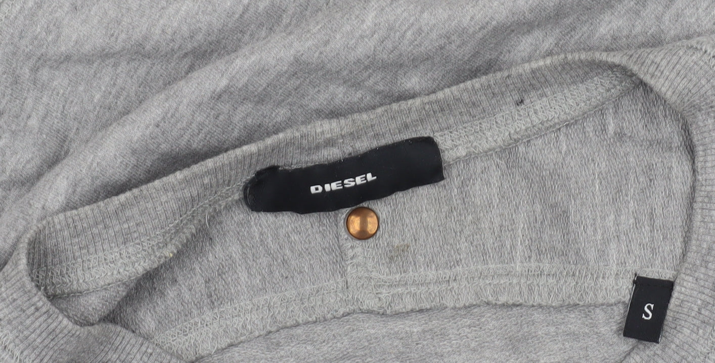 Diesel Womens Grey Flamingo Heart Graphic Cotton Sweatshirt Size S