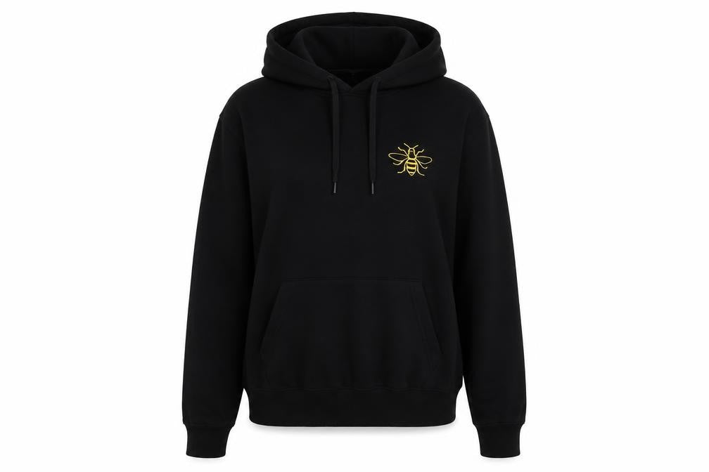 B&C Womens Collection Black Small Pullover Hoodie with Bee Embroidery